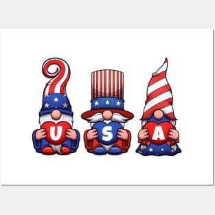 4th of July USA Gnomes Posters and Art